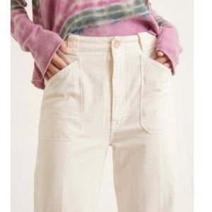 MOTHER The Elbow Grease Flood Ivory Wide Leg Pants Size 28